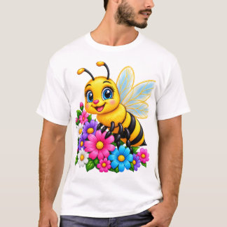 Schattige hommel & Kleurrijke bloemen – Aardige bi T-shirt