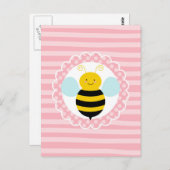 Schattige hommel - Roze Geel Briefkaart (Voorkant / Achterkant)