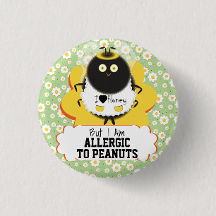 Schattige hommel Waarschuwing voor voedselallerg Ronde Button 3,2 Cm