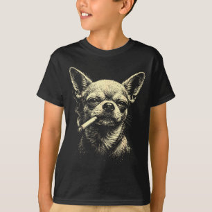 Schattige Hond die Sigaret Rookt Chihuahua Meme T-shirt