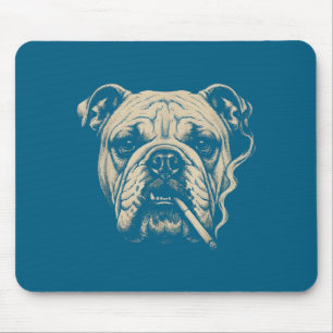 Schattige hond die sigaret rookt Engelse Bulldog Muismat
