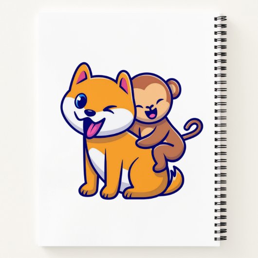 Schattige hond en aap Cartoon duo Notitieboek (Achterkant)