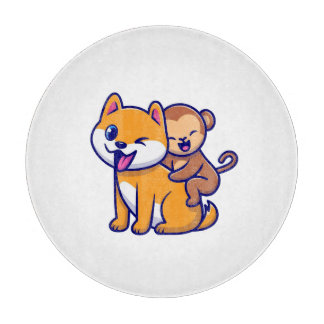 Schattige hond en aap Cartoon duo Snijplank