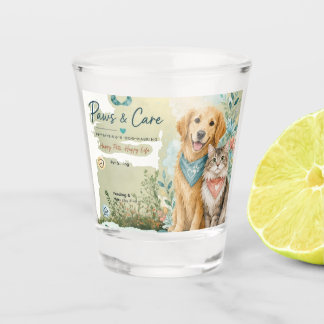 Schattige Hond En Kat Huisdier Oppasser Hondenuitl Shot Glas