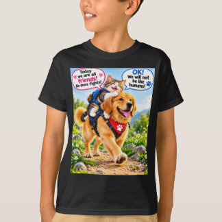 schattige hond en kat vriendschap t-shirt grappig
