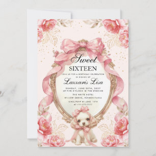 Schattige Hond Feest Bloemige Verjaardag Sweet Six Kaart