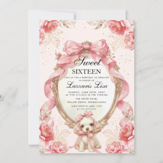 Schattige Hond Feest Bloemige Verjaardag Sweet Six Kaart
