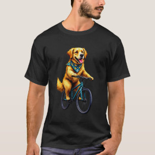 Schattige Hond Fietst op Fiets Grappige Goudkleuri T-shirt