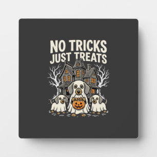 Schattige Hond Halloween Geen Streken Alleen Treat Fotoplaat