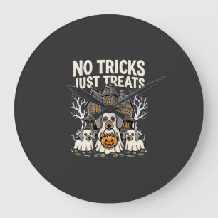 Schattige Hond Halloween Geen Streken Alleen Treat Grote Klok
