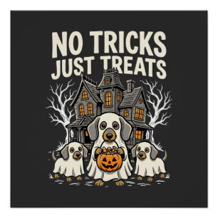 Schattige Hond Halloween Geen Streken Alleen Treat Perfect Poster