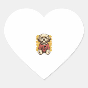 Schattige Hond Ik Hou Van Papa Vintage Gravure Vec Hart Sticker