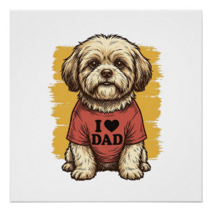 Schattige Hond Ik Hou Van Papa Vintage Gravure Vec Perfect Poster