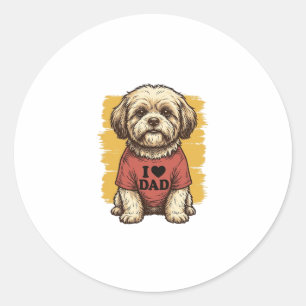 Schattige Hond Ik Hou Van Papa Vintage Gravure Vec Ronde Sticker