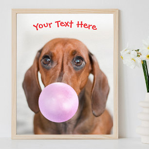 Schattige Hond, Kauwgom Bel, Naam of Bericht Poster