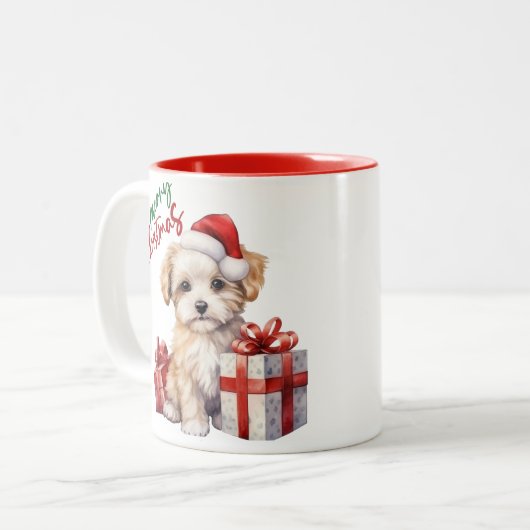 Schattige Hond Kerst Mok (Voorkant links)