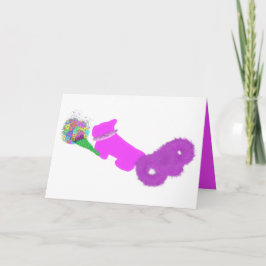 Schattige hond met mooie bloemen bedankkaart