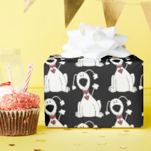 schattige hond met rood hart cadeaupapier