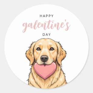 Schattige hond met roze hart Galentine's Day Valen Ronde Sticker
