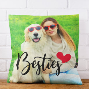 Schattige Hond Moeder Beste Vriendinnen Rode Hart Kussen