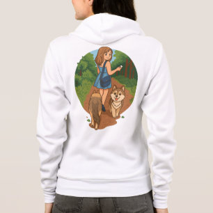 Schattige Hond Moeder Wandelende Puppies Bos Pad I Hoodie