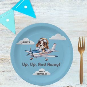 Schattige Hond Piloot & Cessna Vliegtuig,Reizen,Ee Papieren Bordje
