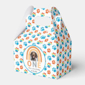 Schattige hond regenboog Waterverf 1e verjaardagsf Bedankdoosjes (Achterkant)