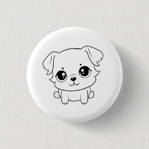 Schattige Hond Ronde Button 3,2 Cm