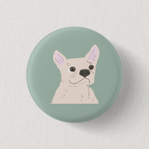 Schattige hond, stoffig blauw ronde button 3,2 cm