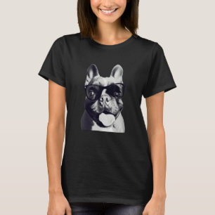 Schattige Hond Tong Uit Retro Franse Bulldog T-shirt