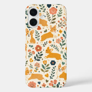 Schattige Hond Volkskunst Whimsical Hand  iPhone 16 Hoesje
