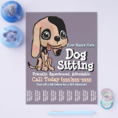 Schattige HOND Zittende Flyer Sjabloon (Enkel)