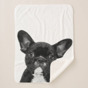 Schattige hond Zwart Frans Bulldog Face Sherpa Deken