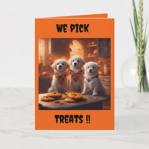 Schattige honden We kiezen traktaties Halloween Kaart