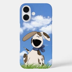schattige hondenafbeelding in gras iPhone 16 hoesje