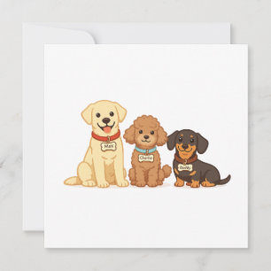 Schattige Hondenfamilie Vector Illustratie Bedankkaart