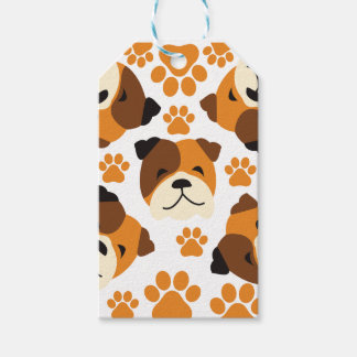 Schattige hondengezicht en poten cadeaulabel