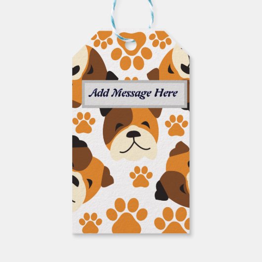 Schattige hondengezicht en poten cadeaulabel (Achterkant)