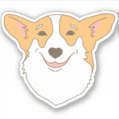 Schattige Hondengezicht Tekening Corgi Lachend Sticker (Voorkant)