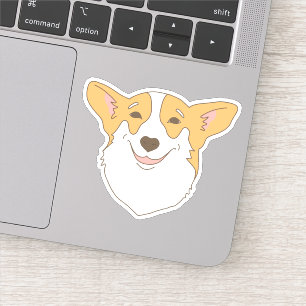 Schattige Hondengezicht Tekening Corgi Lachend Sticker