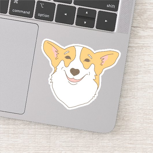 Schattige Hondengezicht Tekening Corgi Lachend Sticker (Detail)