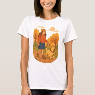 Schattige hondenmoeder die pup in gezellig bos wan t-shirt