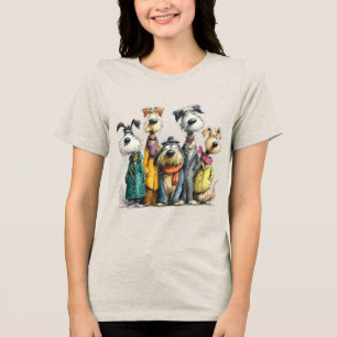 Schattige hondenpersonages Tri-Blend shirt