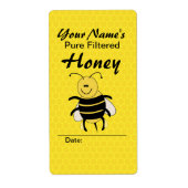 Schattige Honey Bee Custom Name Honey Labels voor (Voorkant)