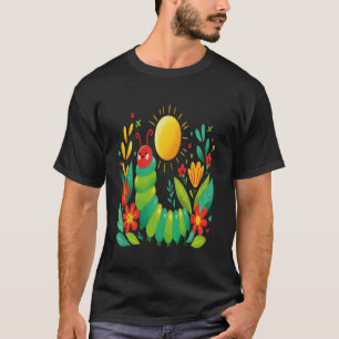 Schattige hongerige rups transformatie terug naar t-shirt