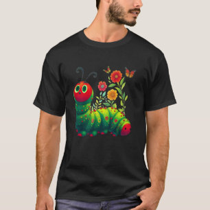 Schattige hongerige rups transformatie terug naar t-shirt