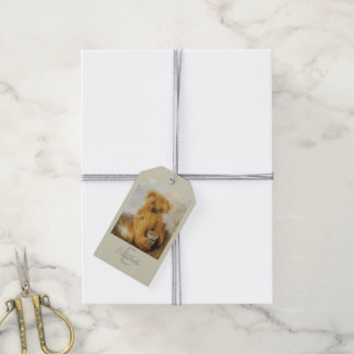 Schattige Honing Beer Teddy - Handgemaakt Naaien Cadeaulabel