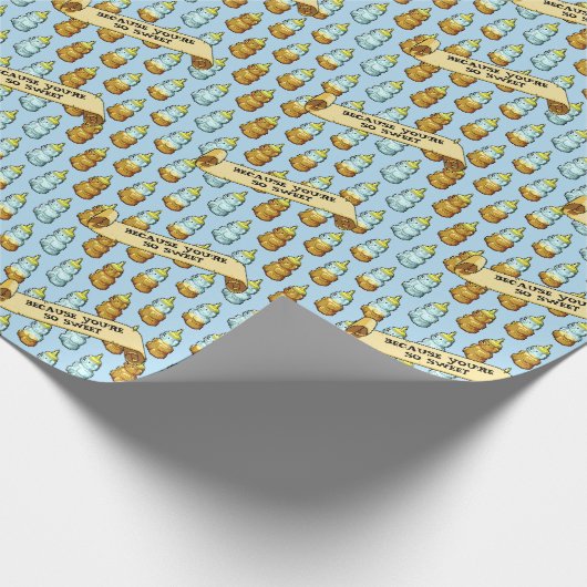 Schattige honingbeer Omdat je zo lief bent 80s Ret Cadeaupapier (Hoek)