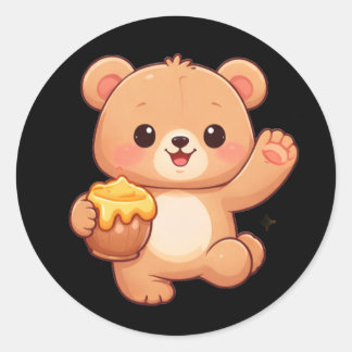 Schattige honingbeer ronde sticker