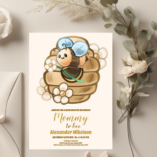 Schattige honingbij gele bloemengroene baby shower kaart